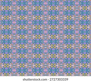 Padrão de mandala pastel azul sem costura com simetria floral abstrata. Fundo artístico decorativo para têxtil, papel de parede, abstrato, padrão, fundo.