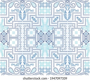 seamless blue patchwork pattern on stripes