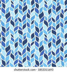 Seamless blue pattern of braids, endless texture, stylized sweater fabric. Texture for web, print, wallpaper, fall winter fashion, textile design, website background, holiday home decor