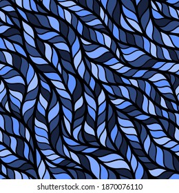 Seamless blue pattern of braids, endless texture, stylized sweater fabric. Texture for web, print, wallpaper, fall winter fashion, textile design, website background, holiday home decor