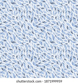 Seamless blue pattern of braids, endless texture, stylized sweater fabric. Texture for web, print, wallpaper, fall winter fashion, textile design, website background, holiday home decor