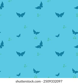 Patrón azul sin costuras con mariposas
