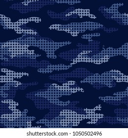 
Seamless blue pattern camouflage of dots. Vector illustration