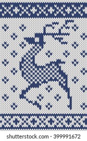 Seamless blue pattern with a deer