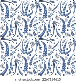 Seamless blue pattern with ethno ornament