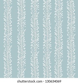 Seamless blue pattern with floral stripes. Vector illustration