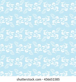 Seamless blue pattern with  flowers.  Vector illustration