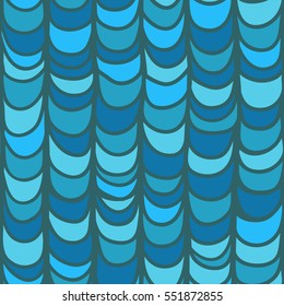 Seamless blue pattern with hand drawn stylized fish scales