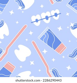 seamless blue pattern medicine dentist orthodontist teeth toothbrush