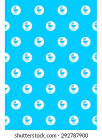 Seamless blue pattern with prams. Baby boy buggy