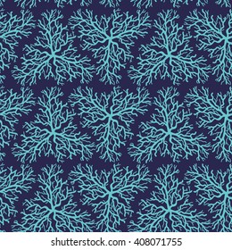 Seamless blue pattern with roots or lightning
