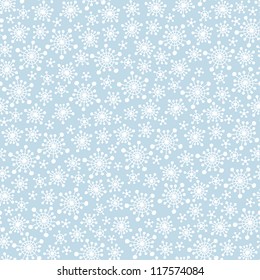 Seamless blue pattern with snowflakes. Vector illustration