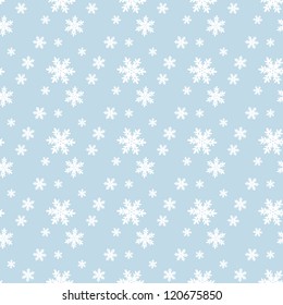 Seamless blue pattern with snowflakes. Vector illustration