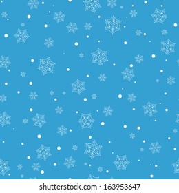 Seamless blue pattern with snowflakes. Vector