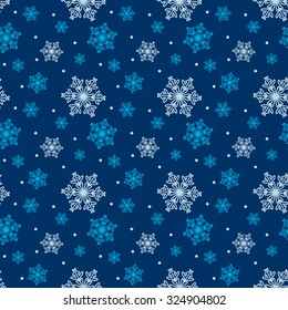 Seamless blue pattern with snowflakes. Vector