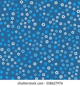 Seamless blue pattern with the star of David. Hanukkah pattern