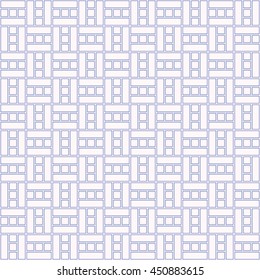 Seamless blue pattern with symmetric geometric ornament. Abstract squares and rectangles background. Grid wallpaper. Vector illustration