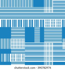 Seamless blue pattern with white cross lines. Abstract vector pattern for fabric print, wrapping paper, wallpaper design