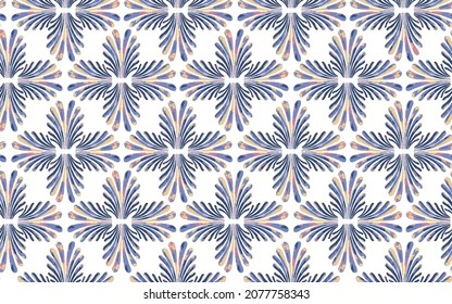 patrón rosa azul transparente con ventilador chino Sensación abstracta de fondo blanco patrón dibujado a mano sin costura.