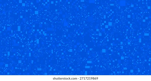 Textura de ruido pixelado azul sin fisuras con fondo de partículas cuadradas dispersas.