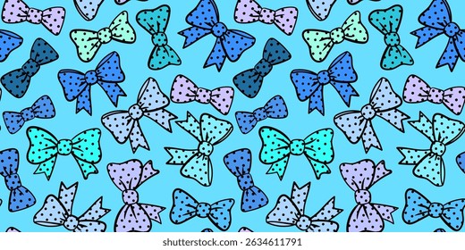 seamless blue polka dot bows pattern vibrant colorful background cute fashion texture for kids and girls boys