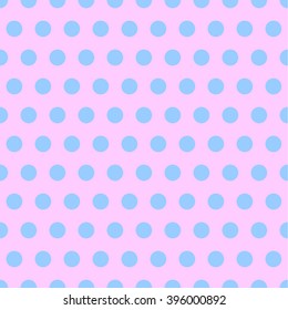 Seamless blue polka dot on purple background pattern / pastel / cute pattern / vector.
