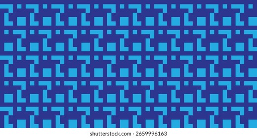 Seamless Blue Rectangular Pattern With Geometric Symmetry and Digital Style