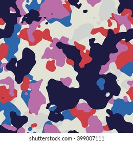 Seamless Blue And Red Fashion Camo Pattern Vector