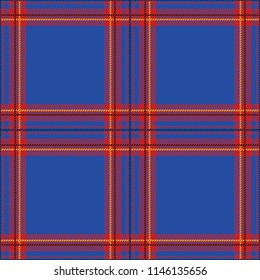 Seamless blue red and yellow textile detailed tartan plaid pattern vector