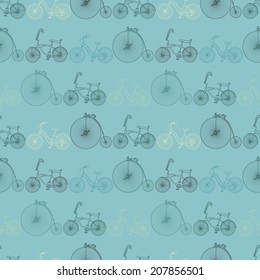 seamless blue retro bicycle background. Vector illustation