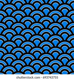 Seamless Blue retro fish scales vector seamless pattern
