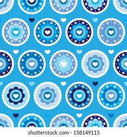Patrón de fondo decorativo de la impresión de interiores retro de color azul incomparable en vector