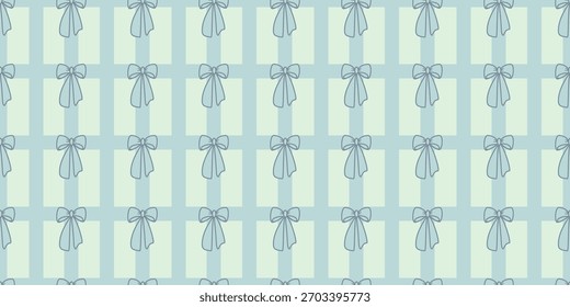 Padrão de fita retro azul sem costura, fita desenhada à mão, faixa de cor doce, padrão de tecido bonito.