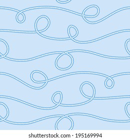 Seamless blue ropes pattern. Nautical background.