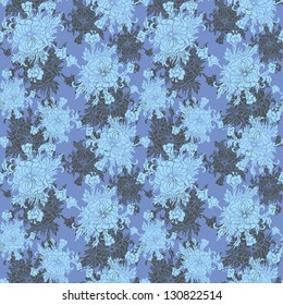 seamless blue rose pattern