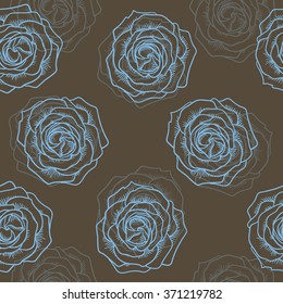 seamless blue roses pattern