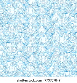 Seamless Blue Sea Wave Pattern