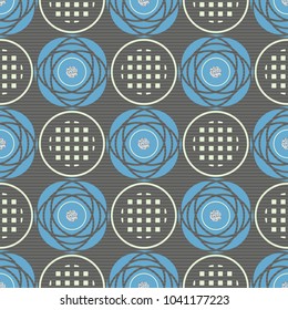 seamless blue and silver glitter flower pattern on stripe background