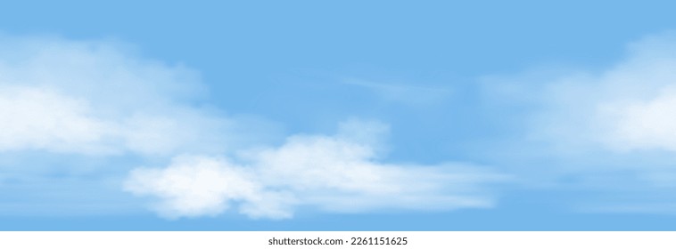 Seamless Blue Sky with altostratus clouds background,Vector cartoon wide horizon pattern of Nature Sky with cirrus clouds,Concept all seasonal banner in sunny day spring and summer in the morning