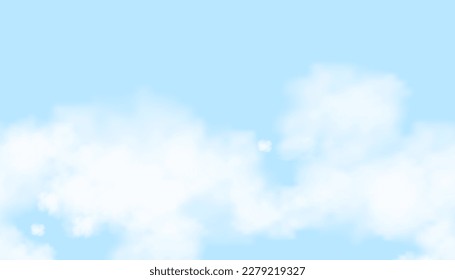 Seamless Blue Sky with altostratus clouds background,Vector cartoon wide horizon pattern of Nature Sky with cirrus clouds,Concept all seasonal banner in sunny day spring and summer in the morning