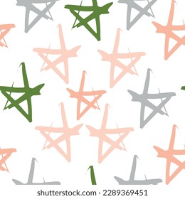 Seamless blue sky watercolor pattern. Hand drawn painted background. Ink illustration. Stars elements. Polka dots ornament for wrapping paper.
