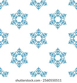 Seamless blue snow flakes pattern made in a vector. Easy to use for textiles, wallpaper, wrapping paper.Winter decoration.