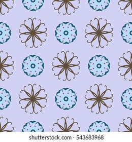 Seamless blue snowflake pattern.