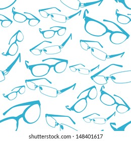 Seamless Blue Spectacle Pattern Vector 