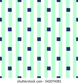 seamless blue square glitter pattern with green stripe background