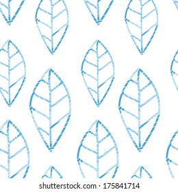 Seamless blue stylized leaf pattern. Vector illustration Template for design fabric, backgrounds, wrapping paper, package, covers
