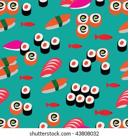 seamless blue sushi pattern