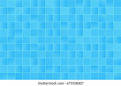 Seamless Blue Swimming Pool Mosaic Tile Abstract Texture Pattern Background. Vector Illustration