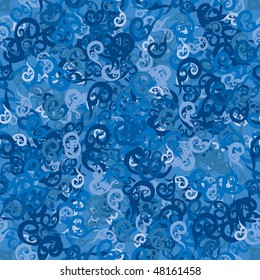 Seamless blue swirl ornament pattern