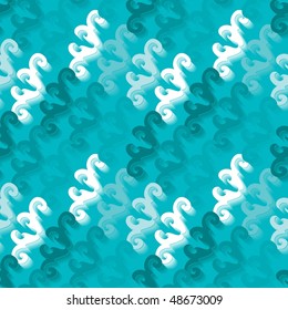Seamless blue swirl ornament pattern